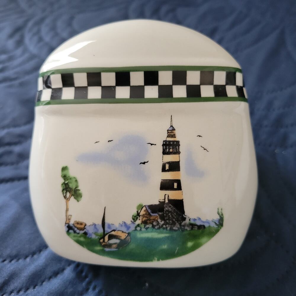 Vintage Alco Industries Napkin Holder Sea Lighthouse Beach Nautical‎ Beach Ocean